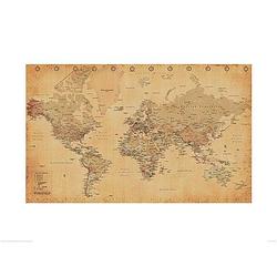 Foto van Pyramid world map vintage style kunstdruk 60x80cm