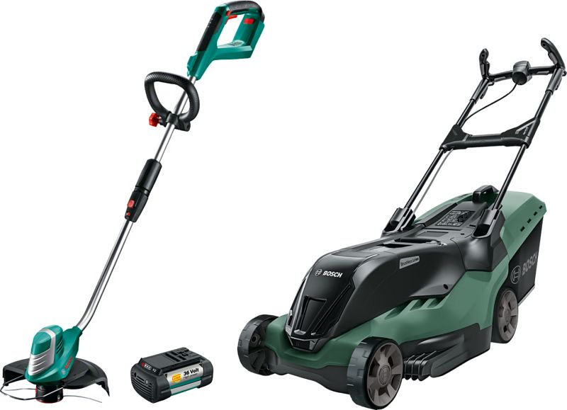 Foto van Bosch advancedrotak 36-750 + bosch advancedgrasscut 36 li + extra 4ah accu