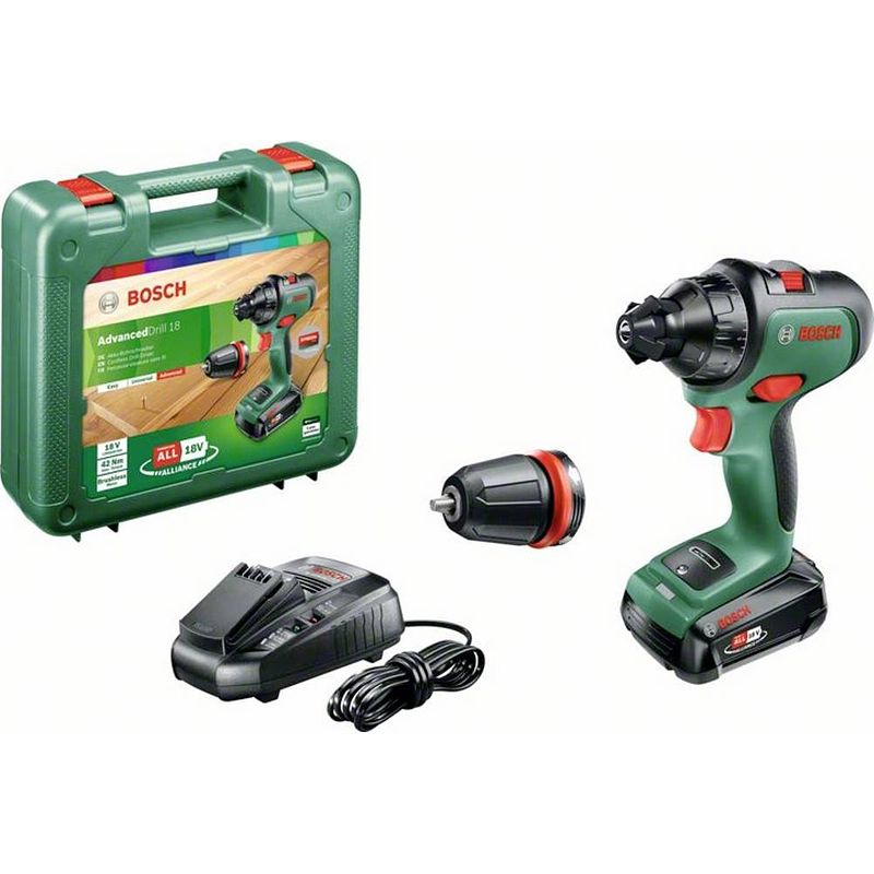 Foto van Bosch advanceddrill 18 accuschroefboormachine - met koffer - met 1x 18 v accu en lader