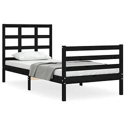 Foto van The living store bedframe grenenhout - zwart - 205.5x95.5x100 cm - multiplex lattenbodem