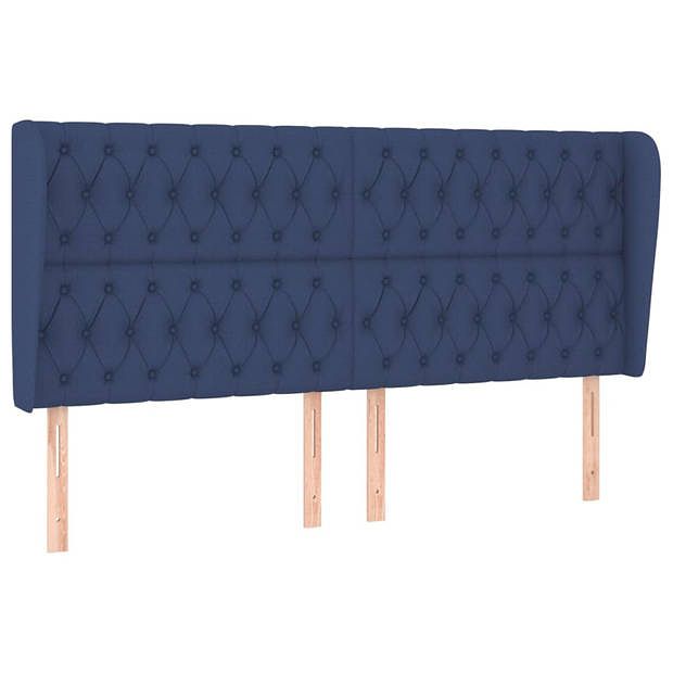 Foto van Vidaxl hoofdbord met randen 183x23x118/128 cm stof blauw