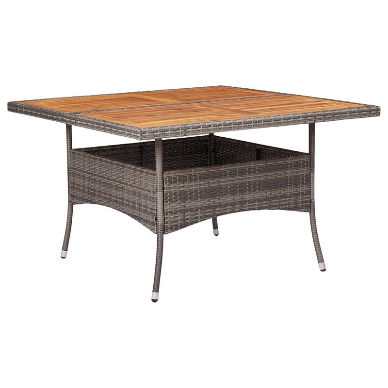 Foto van Vidaxl tuintafel poly rattan en massief acaciahout grijs