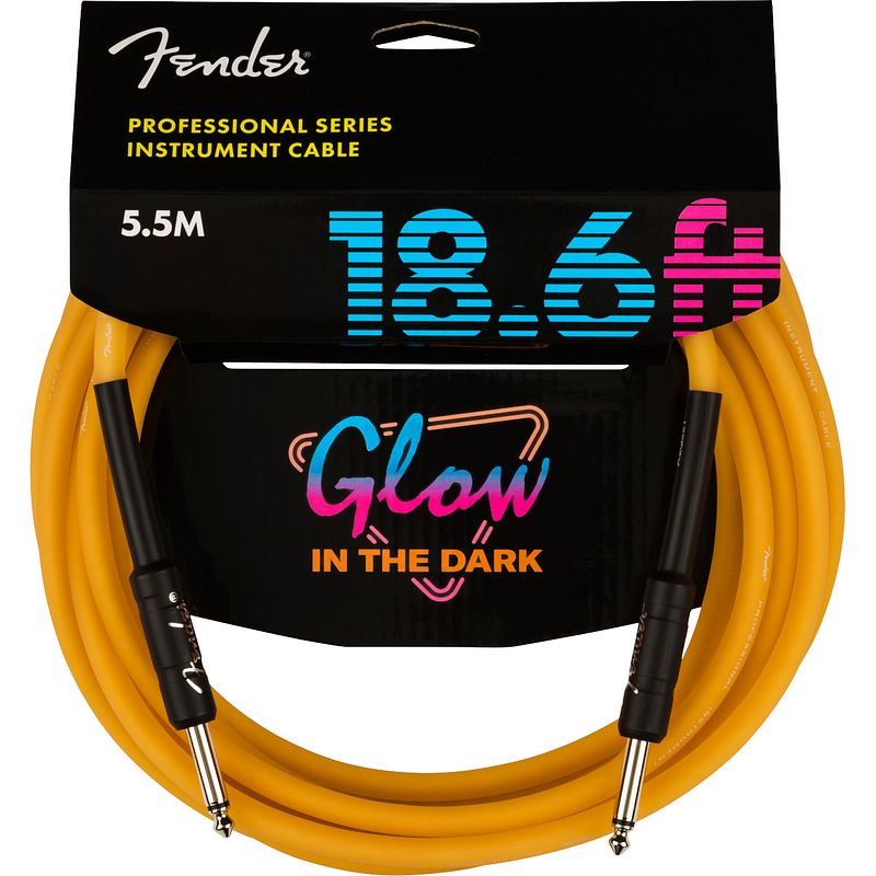 Foto van Fender professional glow in the dark jackkabel 6.35 mm recht oranje 5.5 meter