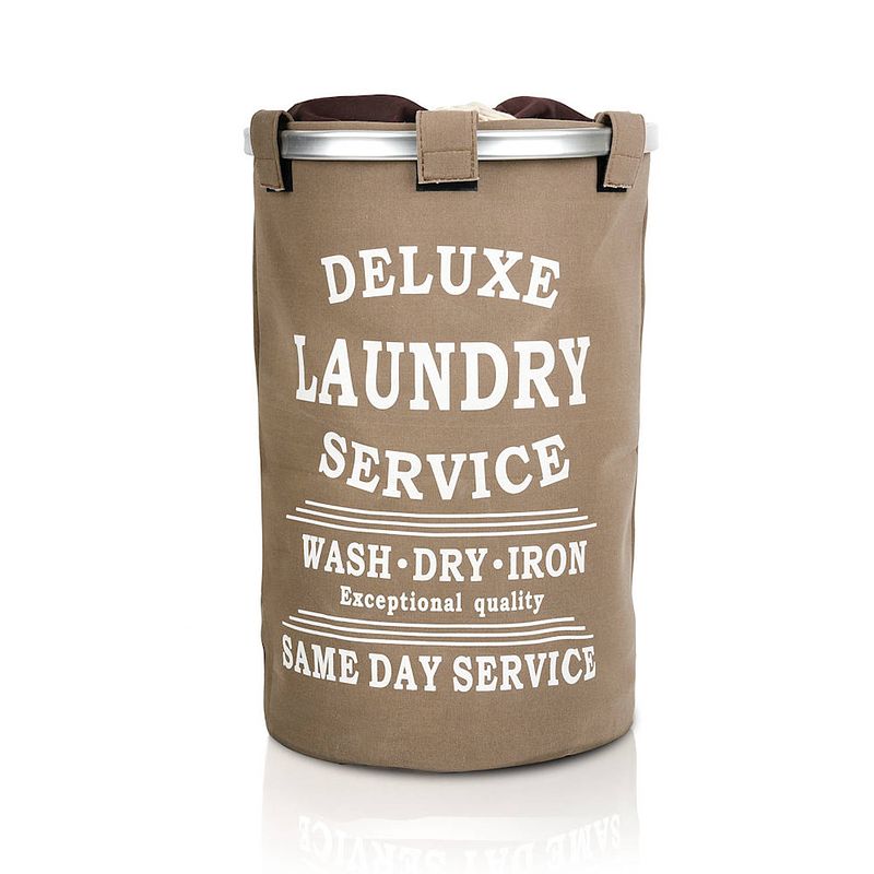 Foto van Wasmand 50l - rond - tekst deluxe laundry service -> same day service-