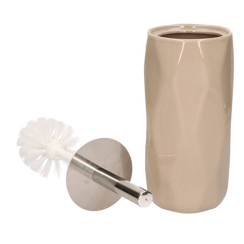 Foto van 1x taupe toiletborstel met dolomiet houder 32 cm - toiletborstels