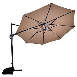 Foto van Zweefparasol virgoflex taupe ø350 cm - inclusief zware parasolvoet