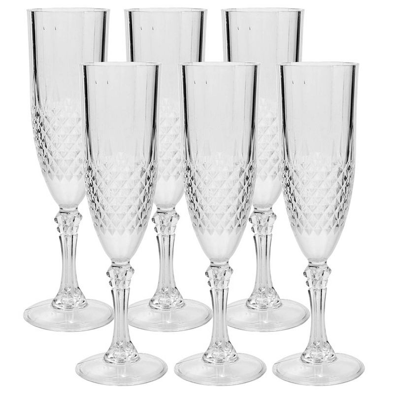 Foto van 12x stuks champagne glazen 200 ml van kunststof - champagneglazen