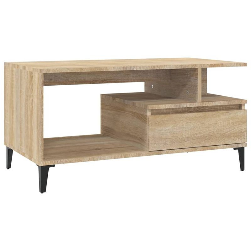 Foto van The living store salontafel sonoma eiken - 90 x 49 x 45 cm - duurzaam houten blad