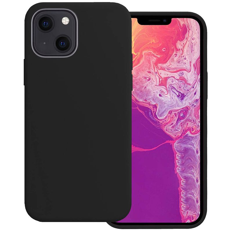 Foto van Basey iphone 13 mini hoesje silicone case - iphone 13 mini case zwart siliconen hoes - iphone 13 mini hoes cover - zwart