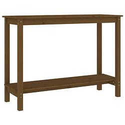 Foto van The living store houten wandtafel - massief grenenhout - 110 x 40 x 80 cm - honingbruin