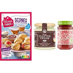 Foto van Scones met clotted cream en aardbeienspread bij jumbo