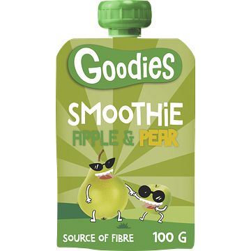 Foto van Goodies knijpfruit smoothie appel & peer 100g aanbieding bij jumbo | 2 + 1 gratis