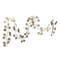 Foto van 1x kerstboom guirlandes/slingers met gouden bladeren 200 cm - guirlandes