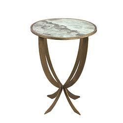 Foto van Ptmd laiko white metal sidetable marble print round