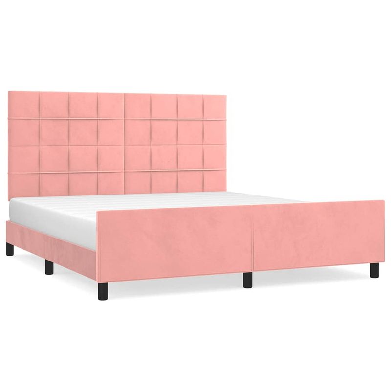 Foto van Vidaxl bedframe met hoofdeinde fluweel roze 160x200 cm