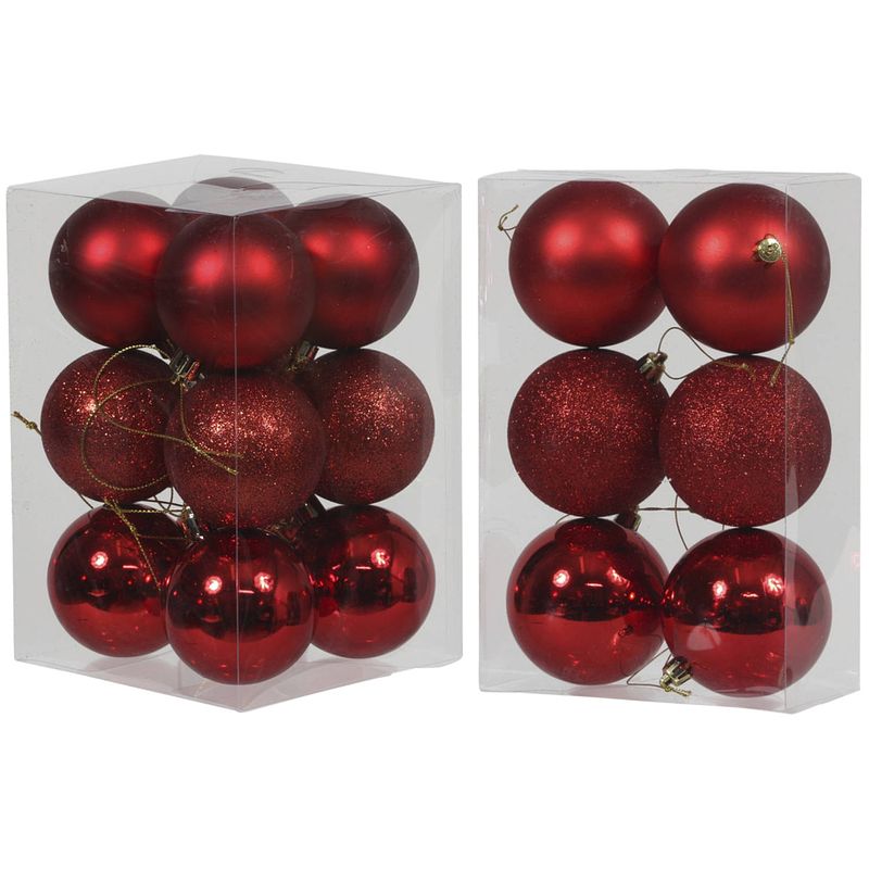 Foto van Kerstversiering set kerstballen rood 6 - 8 cm - pakket van 36x stuks - kerstbal