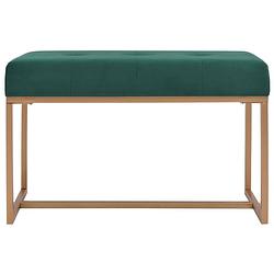 Foto van The living store halbank fluweel - groen - 80 x 36 x 45 cm