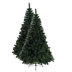 Foto van Set van 2x stuks kunst kerstbomen/kunstbomen groen 150 cm - kunstkerstboom