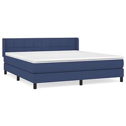 Foto van The living store boxspringbed - comfort pocketvering - blauw - 203x183x78/88 cm - incl - matras en topmatras