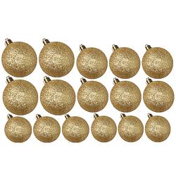 Foto van Kerstversiering set glitter kerstballen goud 6 - 8 - 10 cm - pakket van 50x stuks - kerstbal