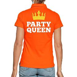 Foto van Koningsdag polo t-shirt oranje party queen voor dames 2xl - feestshirts