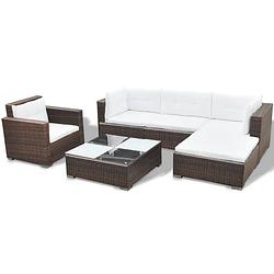 Foto van Infiori 6-delige loungeset met kussens poly rattan bruin