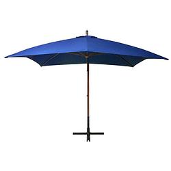 Foto van The living store zweefparasol hout azuurblauw 300x300 cm - waterdicht en uv-bestendig