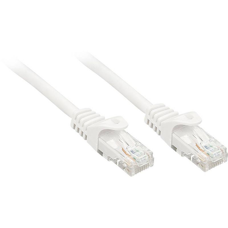 Foto van Lindy 48200 rj45 netwerkkabel, patchkabel cat 6 u/utp 30.00 cm wit snagless 1 stuk(s)