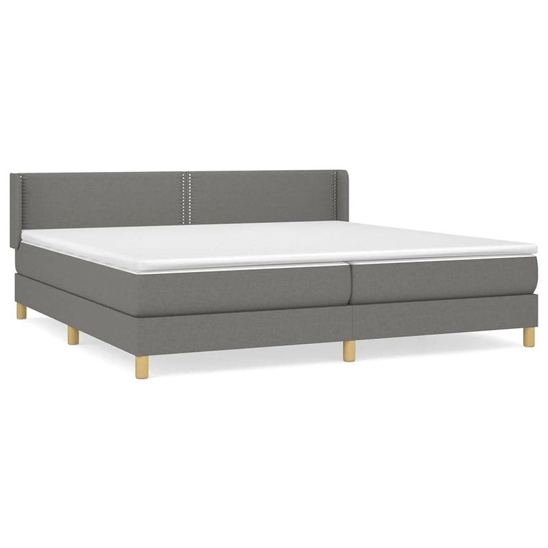 Foto van The living store boxspringbed donkergrijs 203x203x78/88 cm - pocketvering matras - middelharde ondersteuning -