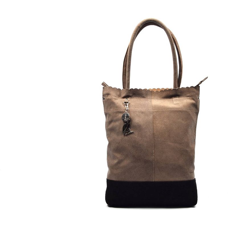 Foto van 4east sahara shopper dames schoudertas beige leren shopper met suéde bodem 14 inch laptop