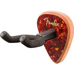 Foto van Fender 351 guitar wall hanger tortoiseshell mahogany universele muurbeugel voor gitaar