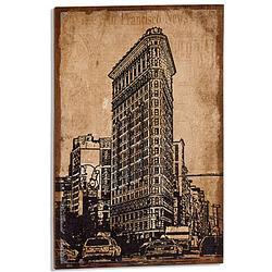 Foto van Giftdecor schilderij new york flatiron 90 x 60 cm linnen bruin