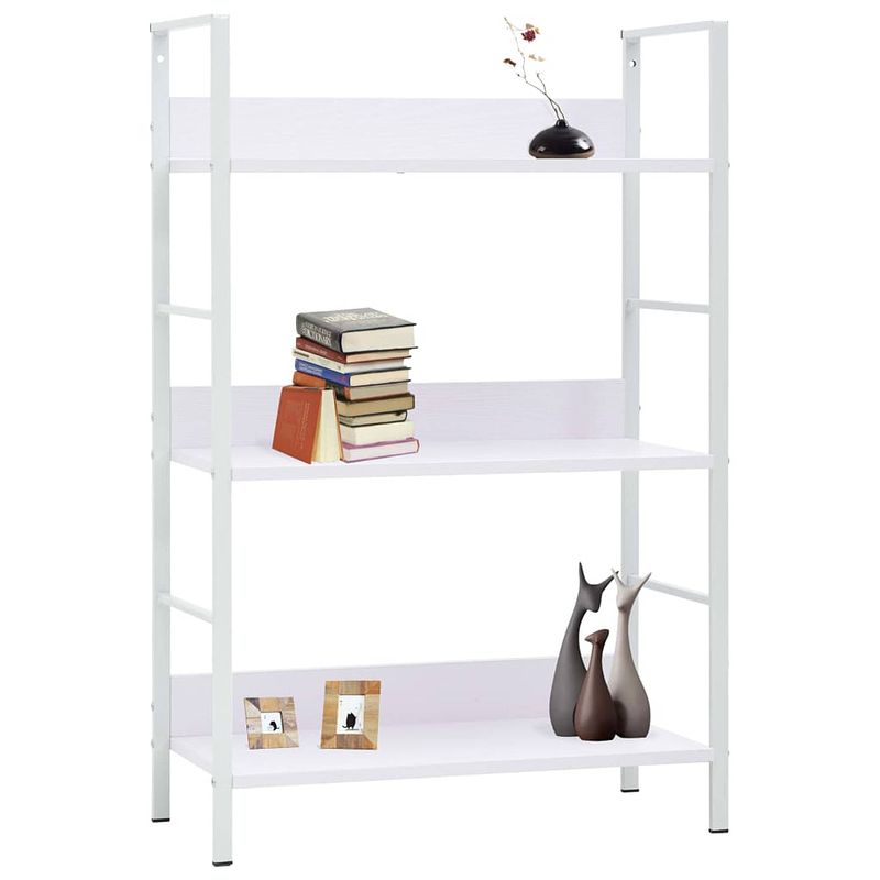 Foto van The living store boekenkast 3-laags - 60 x 27.6 x 90.5 cm - wit - spaanplaat en staal