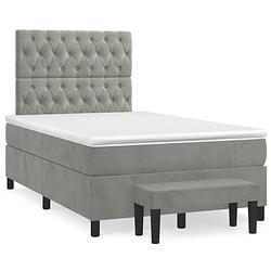 Foto van The living store boxspringbed - comfort - bed - 203 x 120 x 118/128 cm - lichtgrijs