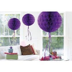 Foto van 3 stuks decoratie ballen paars 30 cm - hangdecoratie