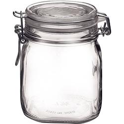 Foto van 1x glazen confituren pot/weckpot 750 ml met beugelsluiting en rubberen ring - weckpotten