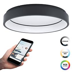 Foto van Eglo connect.z marghera-z smart plafondlamp - ø 60 cm - zwart/wit - instelbaar rgb & wit licht - dimbaar - zigbee