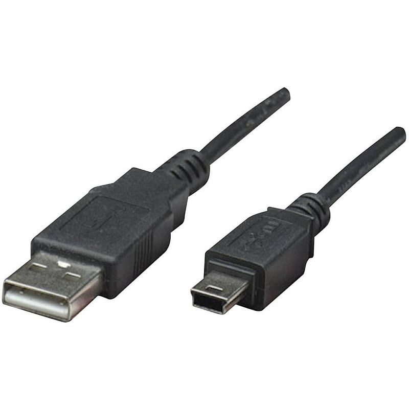 Foto van Manhattan usb-kabel usb 2.0 usb-a stekker, usb-mini-b stekker 1.80 m zwart vergulde steekcontacten, ul gecertificeerd 333375-cg