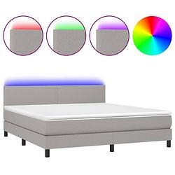 Foto van The living store boxspring lichtgrijs - 203 x 160 x 78/88 cm - verstelbaar hoofdbord - kleurrijke led-verlichting -