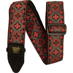 Foto van Ernie ball classic jacquard strap 5346 red king gitaarband