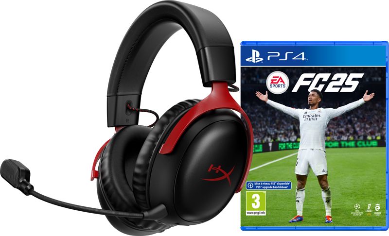 Foto van Hyperx cloud iii wireless rood + ea sports fc 25 ps4