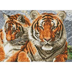 Foto van Diamond dotz tigers diamond painting, 26.634 dotz, 52x37 cm