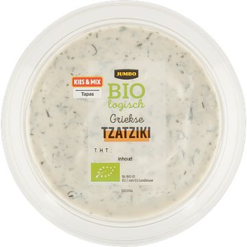 Foto van 3 voor € 6,00 | jumbo biologisch tzatziki 150g aanbieding bij jumbo