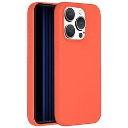 Foto van Accezz liquid silicone backcover iphone 15 pro telefoonhoesje oranje