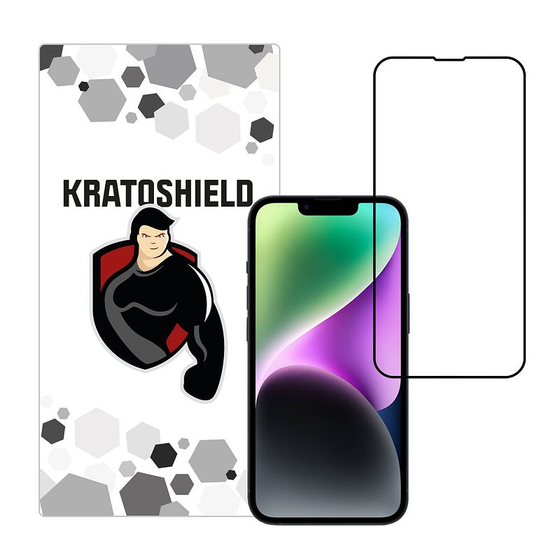Foto van Kratoshield iphone 14 screenprotector - glass - full cover 2.5d - black
