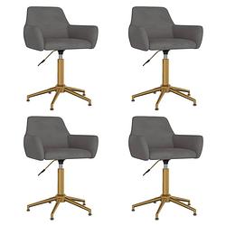 Foto van The living store eetkamerstoelen - donkergrijs - 55 x 53 x (69-81) cm - fluweel