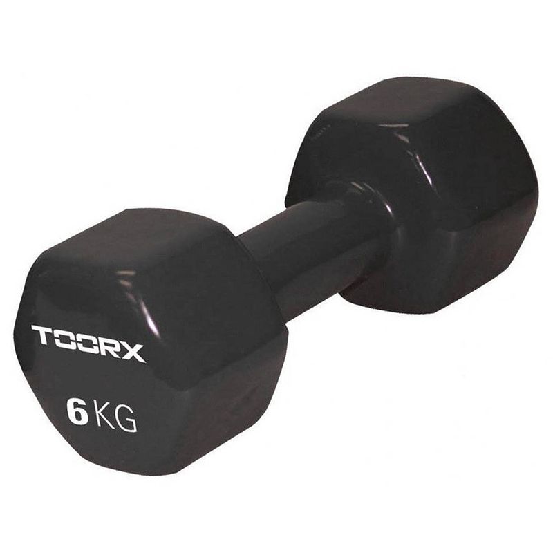 Foto van Toorx vinyl dumbbell - per stuk - 6 kg - zwart