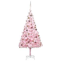 Foto van Vidaxl kunstkerstboom met led's en kerstballen 210 cm pvc roze