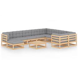 Foto van Vidaxl 11-delige loungeset met kussens massief grenenhout