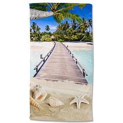Foto van Droomtextiel tropisch strand strandlaken - handdoek 100x180 cm - heerlijk zacht - poly velours